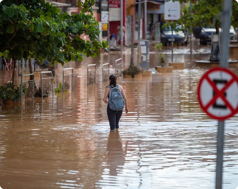 woman in a flooded area